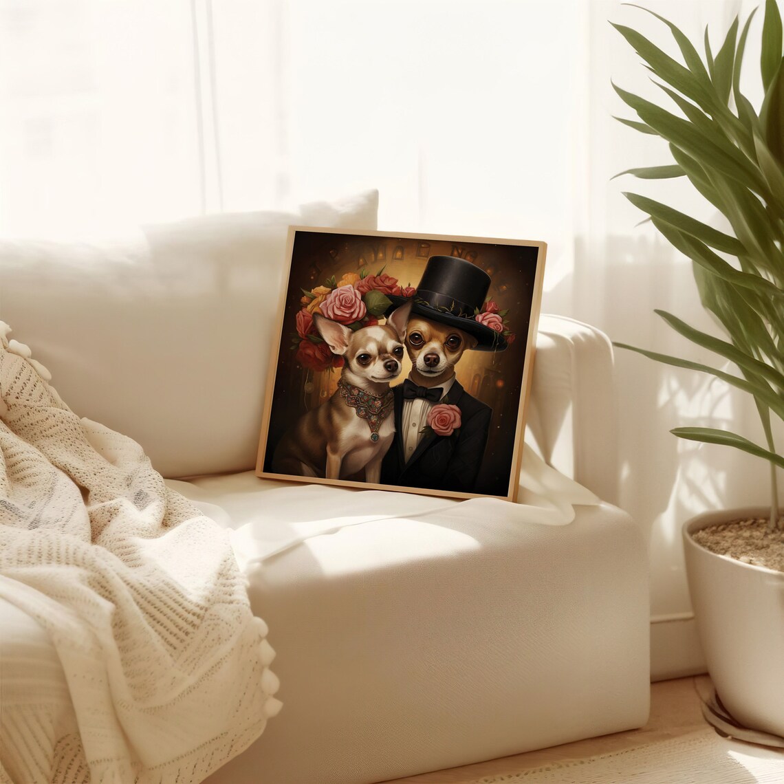 Chihuahua Bride And Groom Wedding Portrait Vintage Dog Couple Poster - Image 4