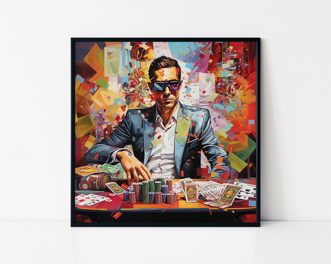 Painting Of A Man Playing Poker Framed Poster Poker Tournament Painting Poker Wall Art Winning In Poker Painting Poker Framed Poster