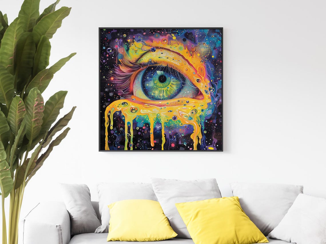 Psychedelic Melting Eye Cosmic Dripping Colors Trippy Art Poster - Image 2