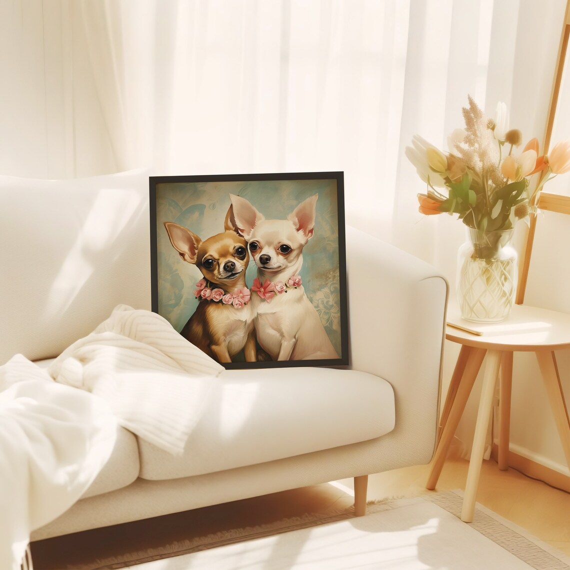 Couple Of Chihuahua Dogs Love Story Art Print - Image 4