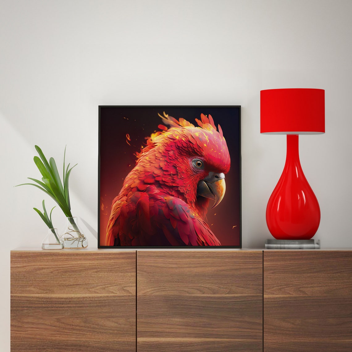 Scarlet Red Parrot Fiery Feathered Tropical Bird Portrait Poster - Image 4