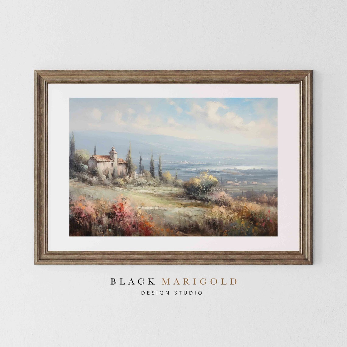 Tuscan Hilltop Villa Overlooking a Soft Valley Landscape Poster - Image 2