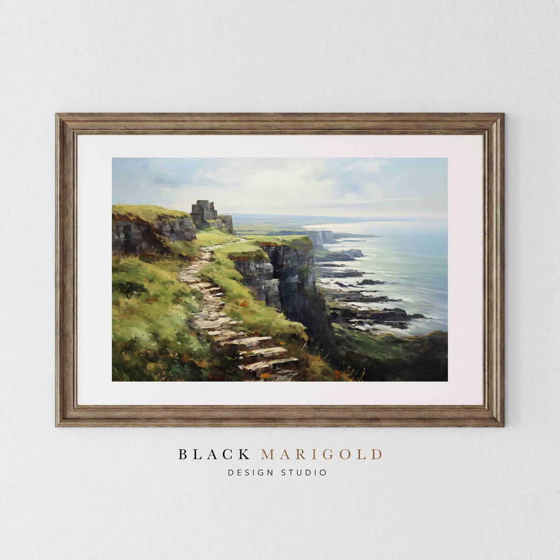Cliffs Of Ireland Vintage Oil Painting Art Print - Image 2