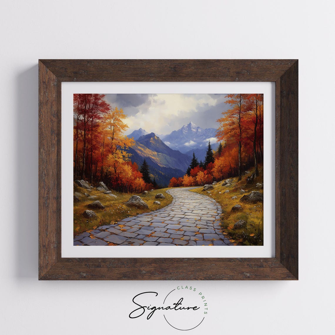 Cobblestone Trail Autumn Rocks Forest Mountain Oil Painting Poster - Image 5