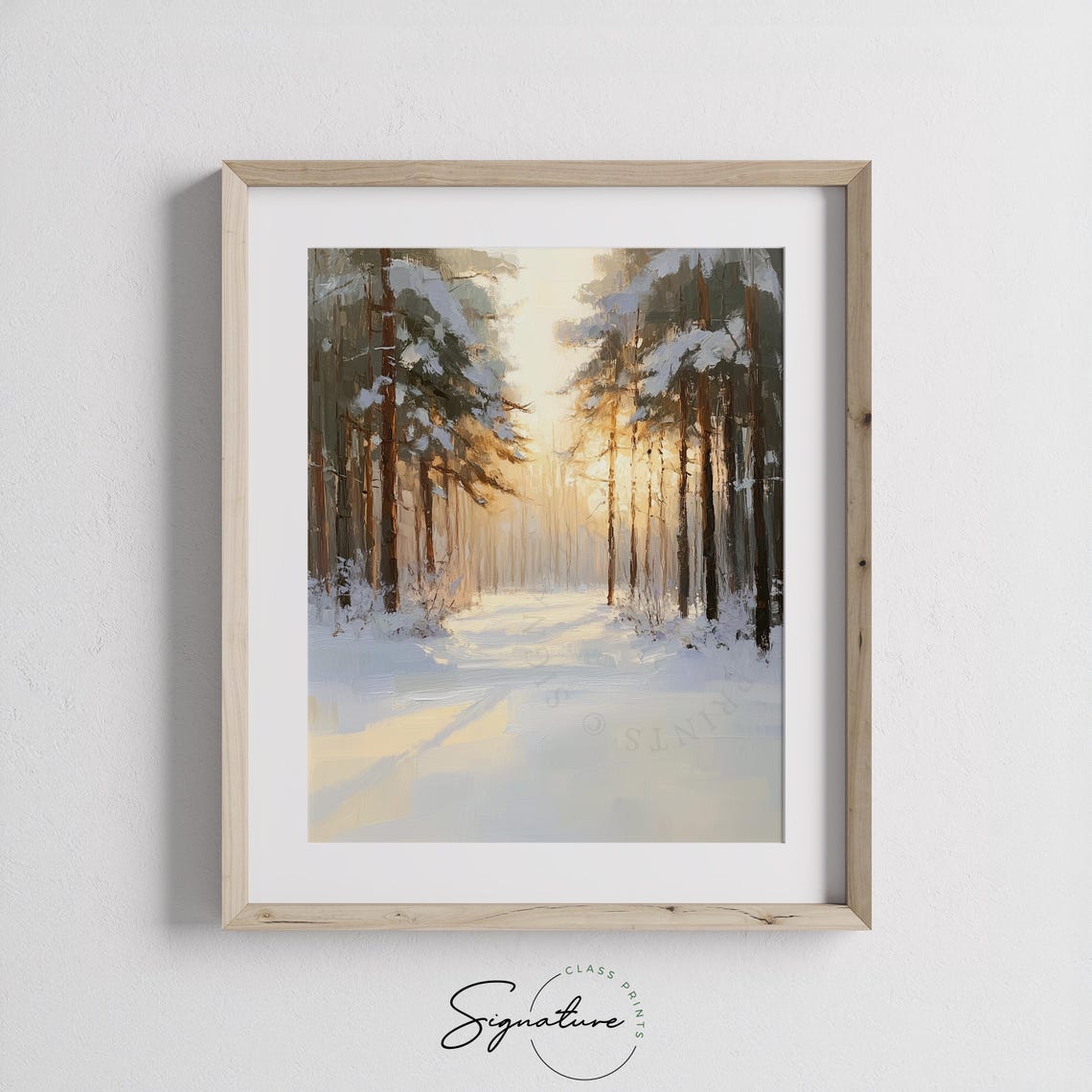 Sunlit Snowy Pine Grove With Soft Winter Forest Light Poster - Image 2