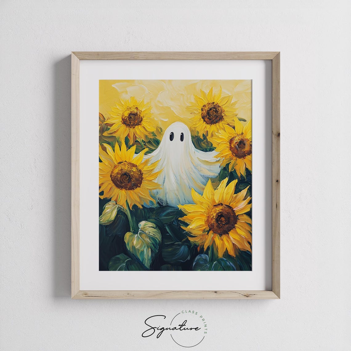 White Ghost Sunny Sunflower Garden Yellow Summer Floral Poster - Image 3