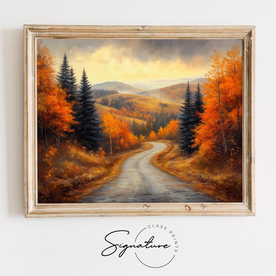 Winding Road Through Autumn Pines And Golden Trees Mountain Poster