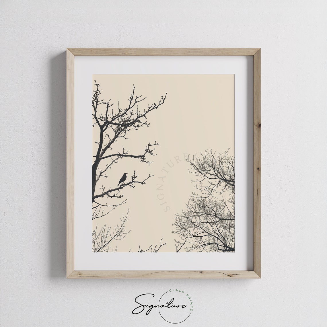 Lone Bird In Bare Winter Trees Against Pale Sky Nature Poster - Image 3