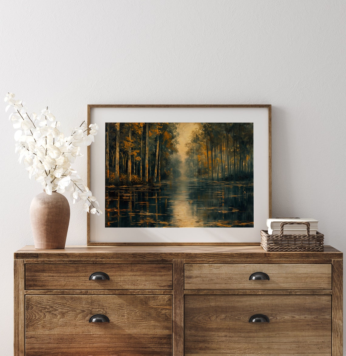 River Epte Poplars Autumn Gold Sunset Golden Light Reflections Poster - Image 3