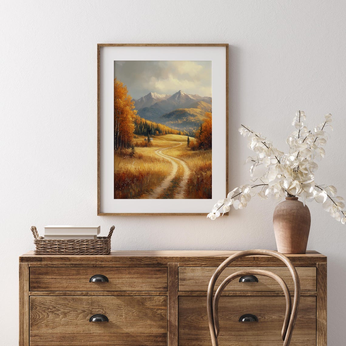 Golden Meadow Trail Cabin Snowy Mountain Vista Landscape Print - Image 5