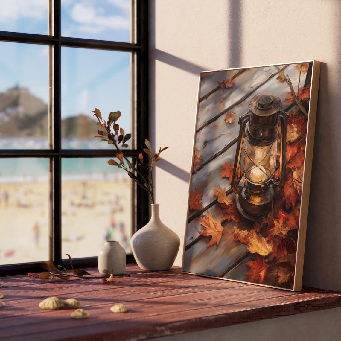 Vintage Lantern Glowing Among Fall Leaves Rustic Autumn Poster - Image 5