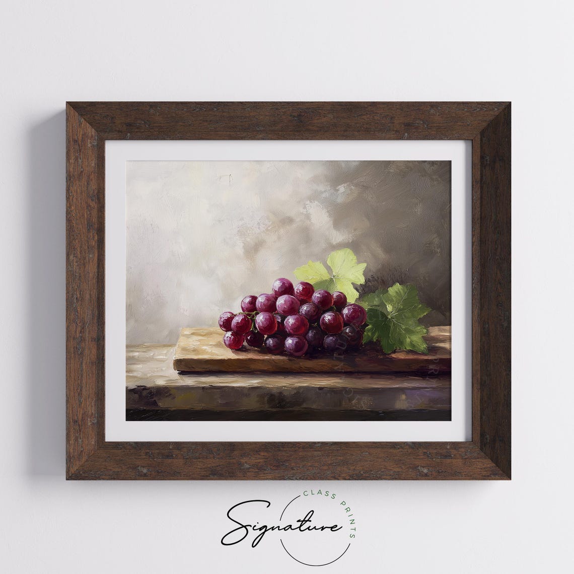 Red Grapes On A Wooden Board Rustic Kitchen Still Life Painting Poster - Image 5