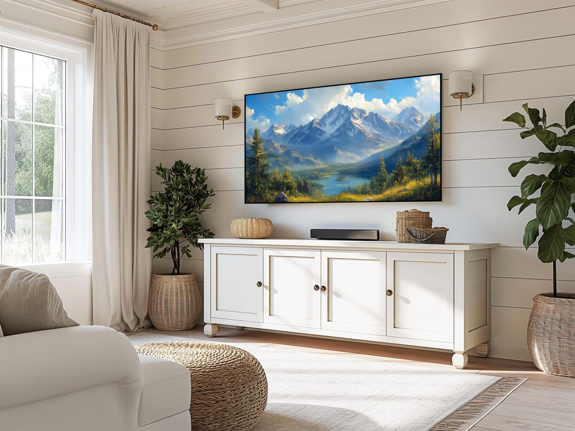 Snow Capped Alpine Peaks Mountain Lake Pine Forest Scenic Wall Art - Image 5