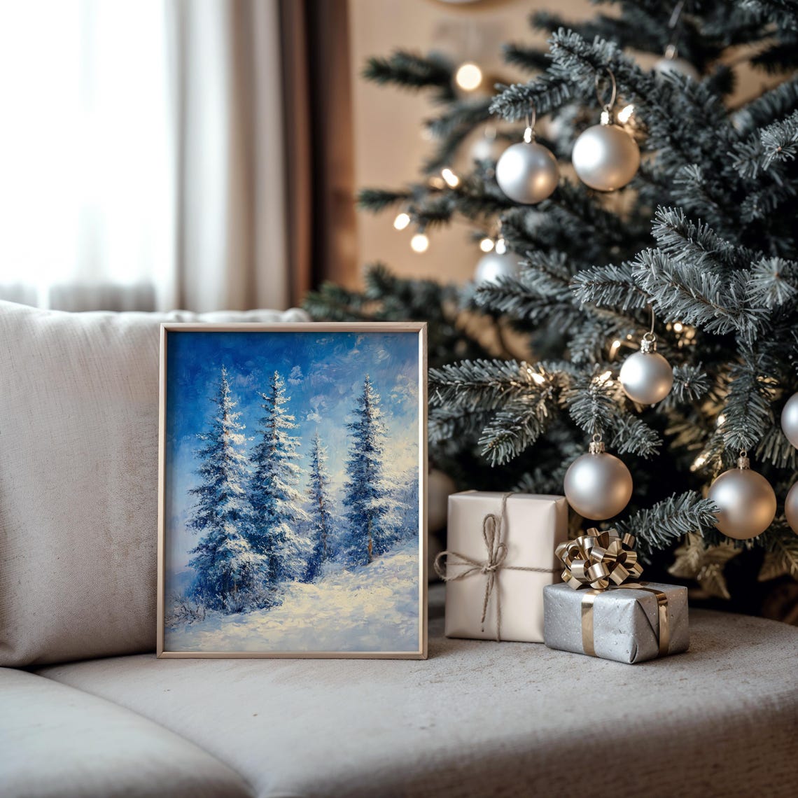 Snow Covered Spruce Trees Under Bright Blue Winter Sky Poster - Image 5