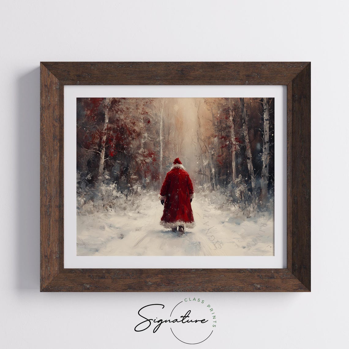 Santa Claus Walking Away Through A Snowy Forest Winter Scene Poster - Image 5