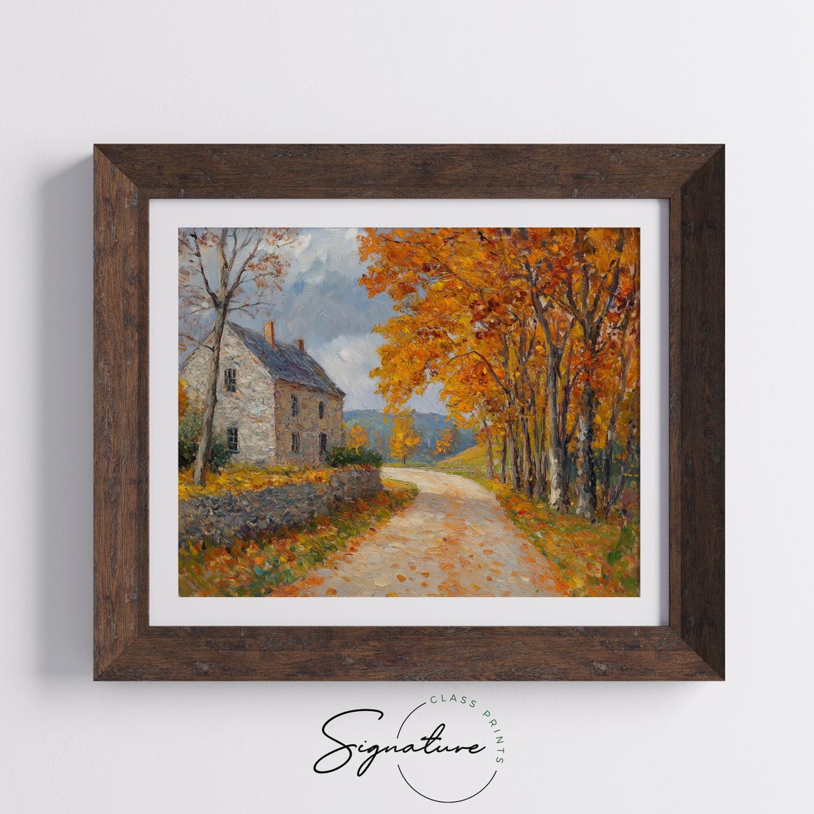 Autumn Cottage Rustic Stone House Fall Maple Trees Cozy Scene Poster - Image 5