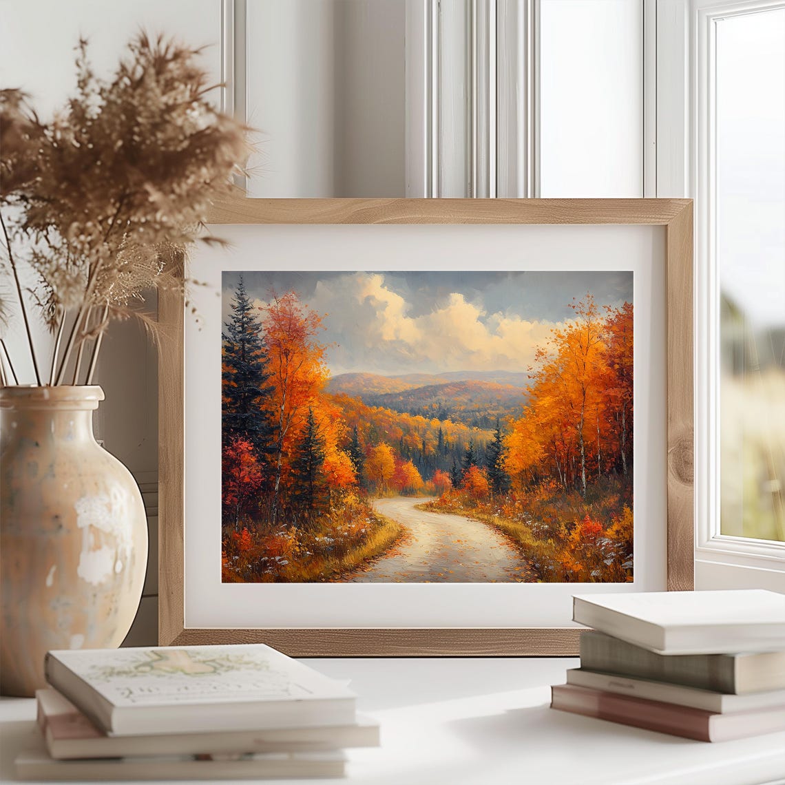 Winding Autumn Road Through Pine Forest Mountain Country Print - Image 2