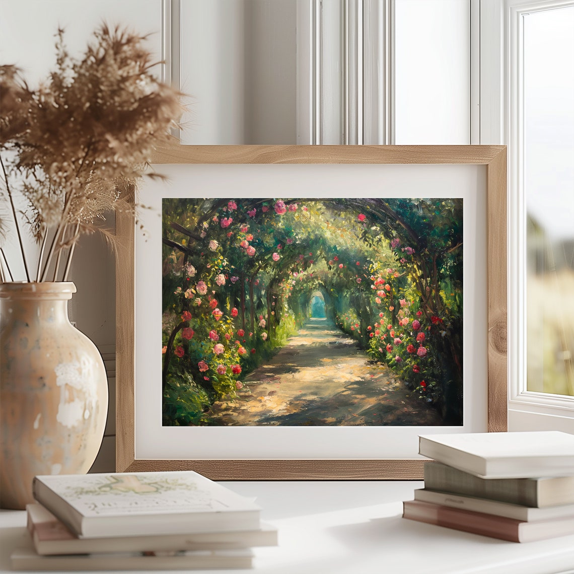 Rose Arches Over Garden Path Impressionist Floral Scene Poster - Image 2