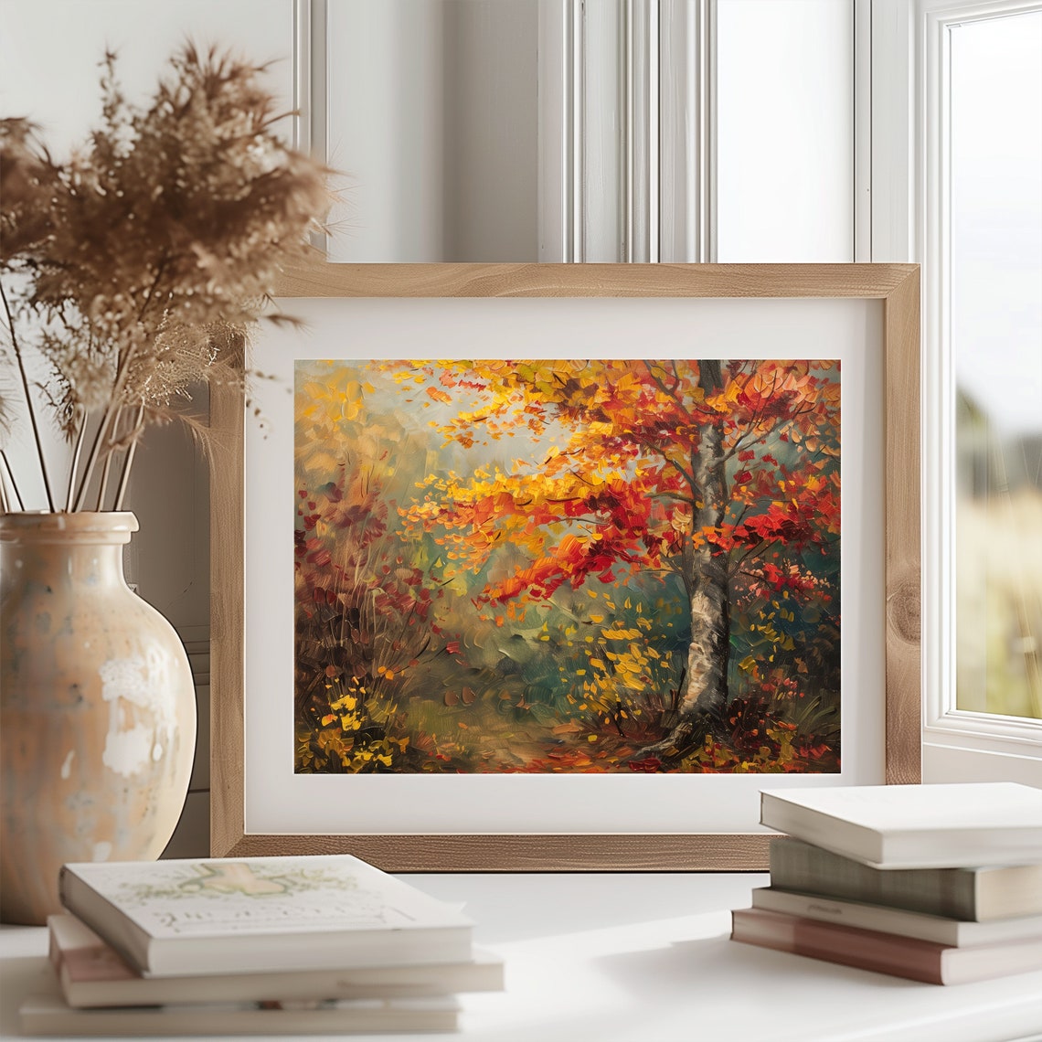 Autumn Beech Tree Vibrant Fall Foliage Rustic Impressionist Art Poster - Image 2