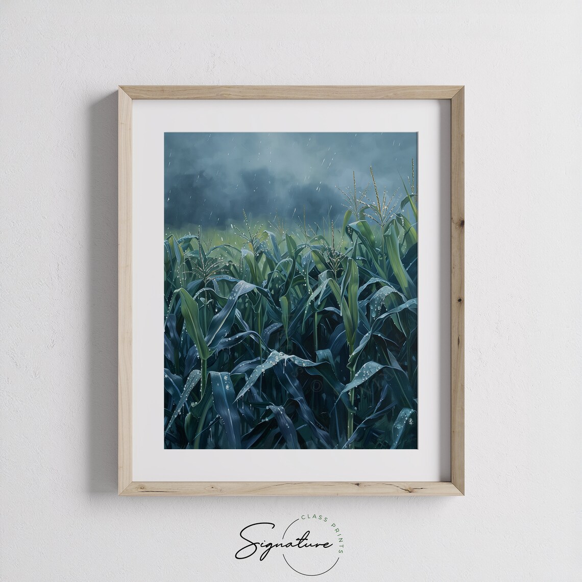 Rainy Corn Field Storm Green Leaves Summer Shower Dramatic Nature Poster - Image 3