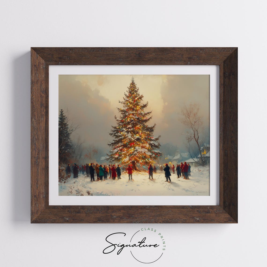 Community Gathering Around Lit Outdoor Christmas Tree Poster - Image 5