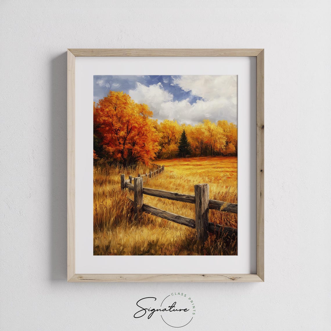 Rustic Wooden Fence Autumn Meadow Golden Trees Country Poster - Image 3