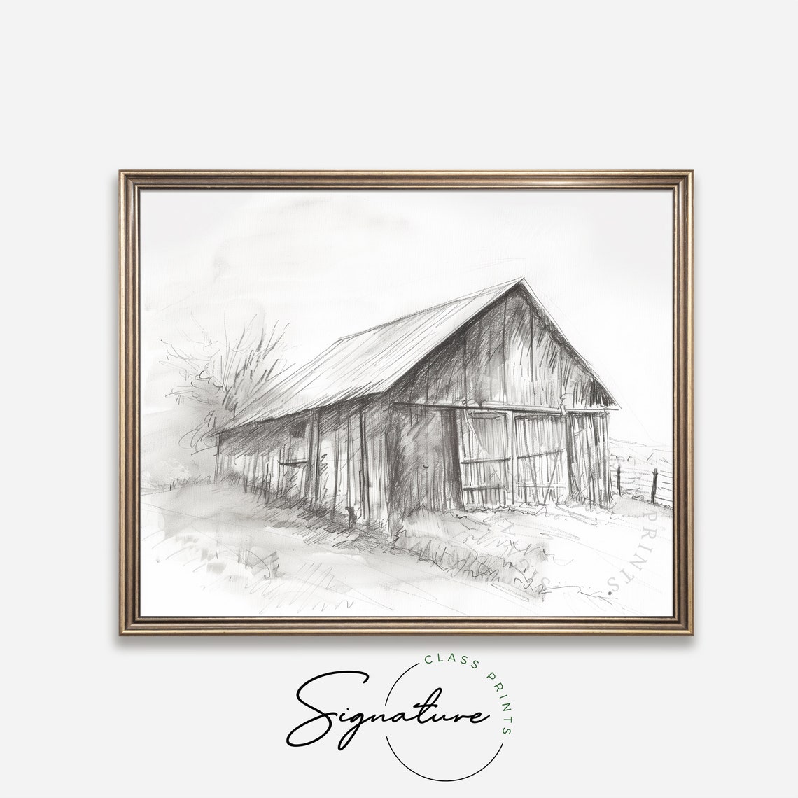 Old Wooden Barn Pencil Sketch Rustic Country Farmhouse Charm Poster - Image 4