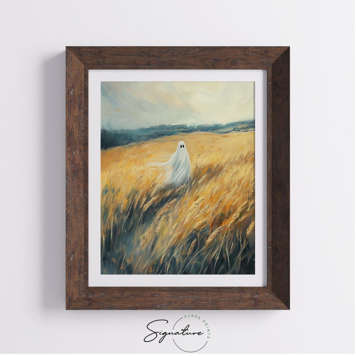 Windswept Ghost Golden Wheat Field Autumn Harvest Sky Poster - Image 4