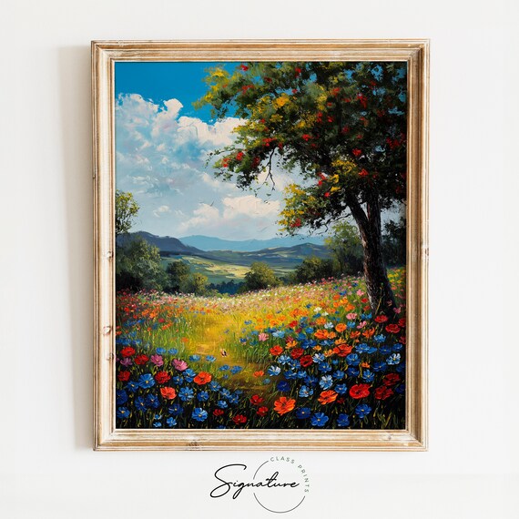 Poppies And Cornflowers Mixed Wildflower Sunny Summer Field Poster