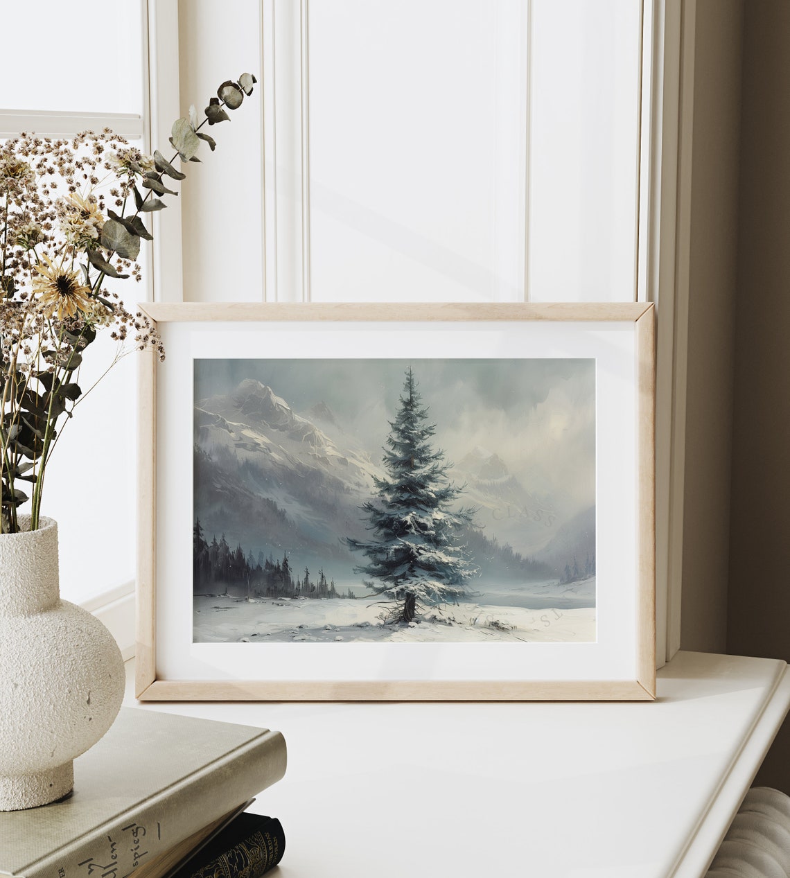 Snow Covered Spruce Misty Mountain Valley Winter Scene Poster - Image 6