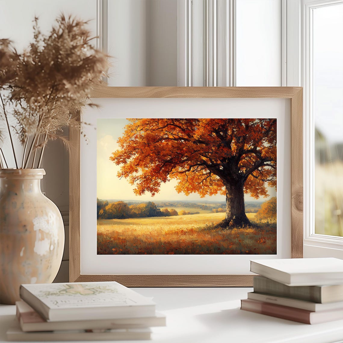 Autumn Oak Tree Majestic English Countryside Golden Foliage Art Poster - Image 2