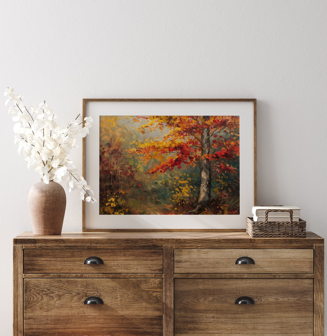 Autumn Beech Tree Vibrant Fall Foliage Rustic Impressionist Art Poster - Image 3