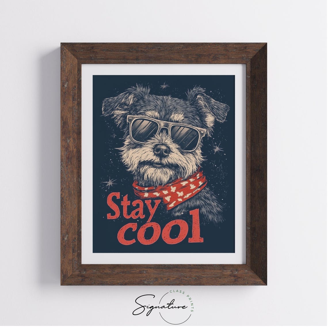 Funny Stay Cool Terrier Dog Sunglasses Retro Bandana Dog Poster - Image 4
