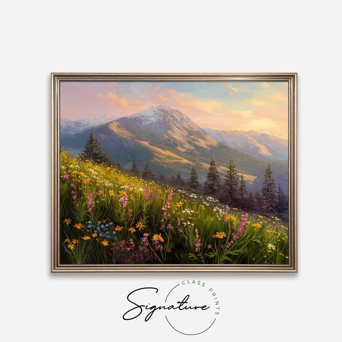 Sunrise Over Wildflowers, Mountain Landscape Art - Image 4