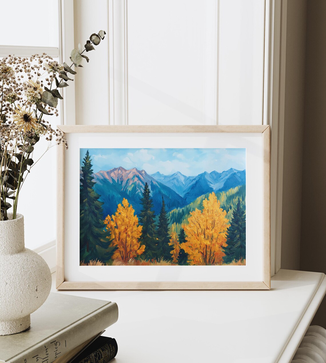 Autumn Forest Mountain View Painting Golden Aspen Fall Landscape Poster - Image 6