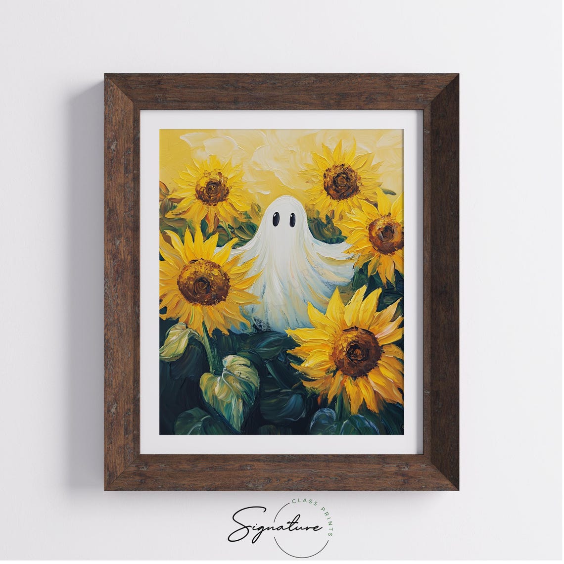 White Ghost Sunny Sunflower Garden Yellow Summer Floral Poster - Image 4