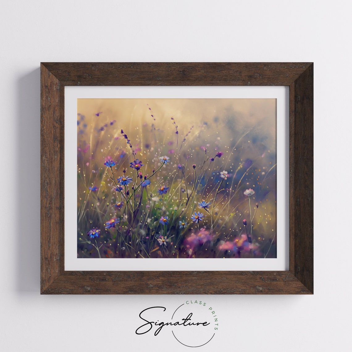Blue Wildflowers In Morning Mist Dreamy Floral Painting Poster - Image 5