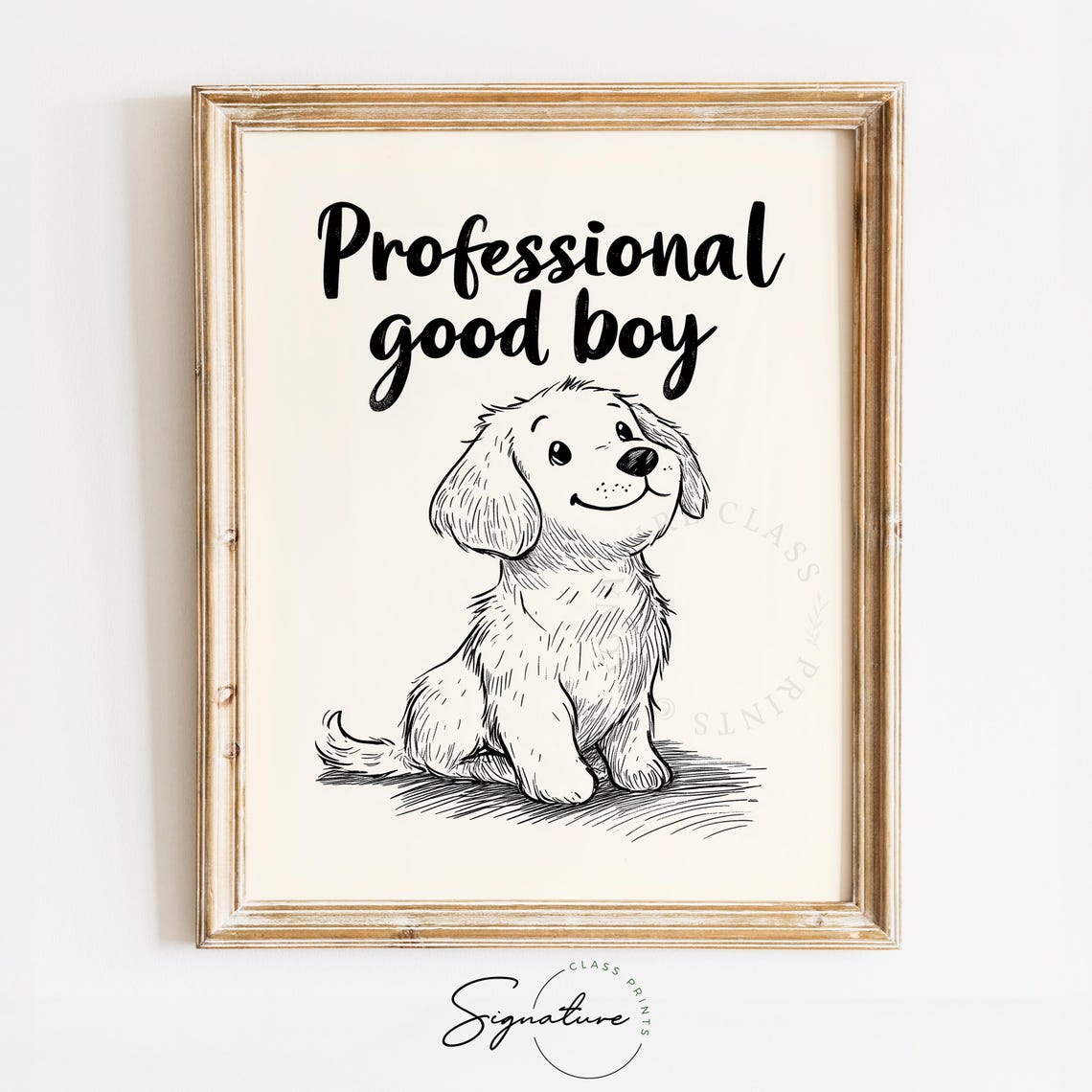 Sweet Professional Good Boy Puppy Dog Sketch Vintage Dog Poster