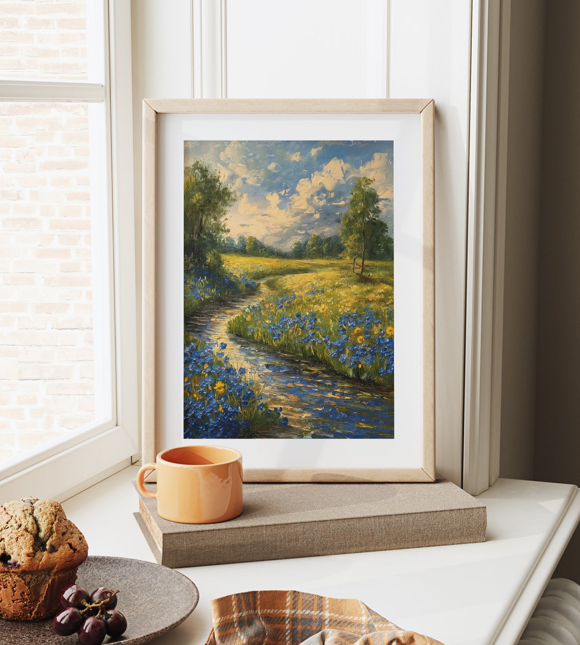 Blue Forget Me Nots Meadow Stream Golden Summer Wild Field Poster - Image 6