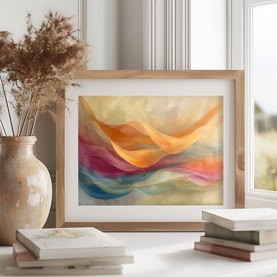 Abstract Autumn Wind Warm Fall Tones Vibrant Ribbon Art Poster - Image 2