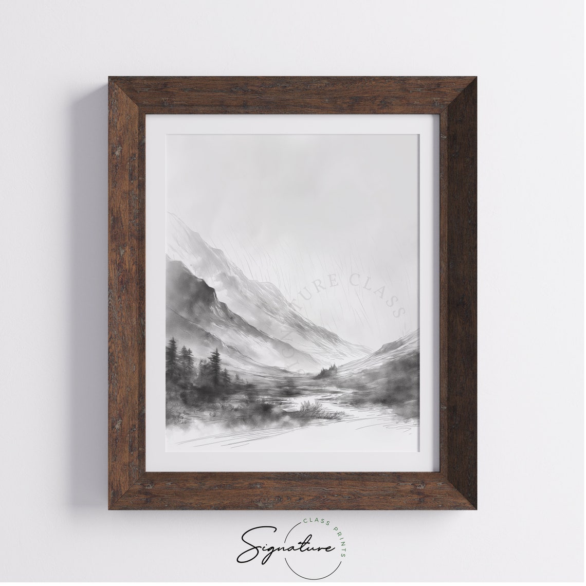 Rain Shower Over High Mountain Pass Ink Wash Storm Art Poster - Image 4