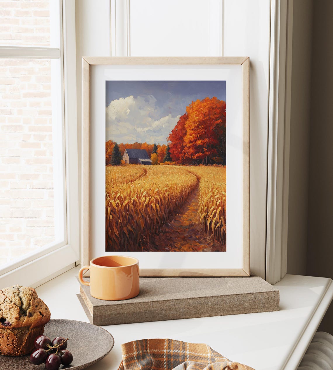 Rustic Barn At The Edge Of A Golden Cornfield Autumn Farm Scene Poster - Image 6