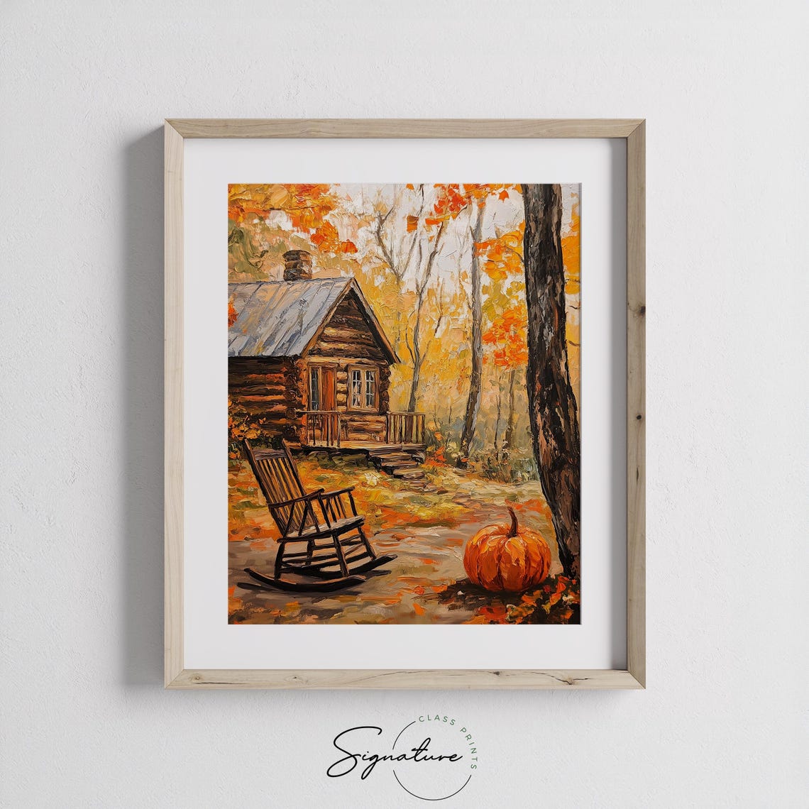 Cozy Log Cabin With Rocking Chair And Pumpkin Autumn Woods Poster - Image 3