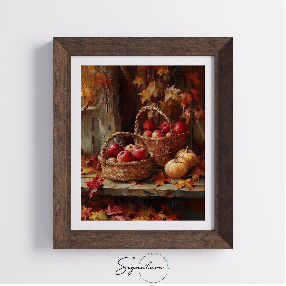 Harvest Baskets Red Apples Mini Pumpkins Fall Still Life Poster - Image 4