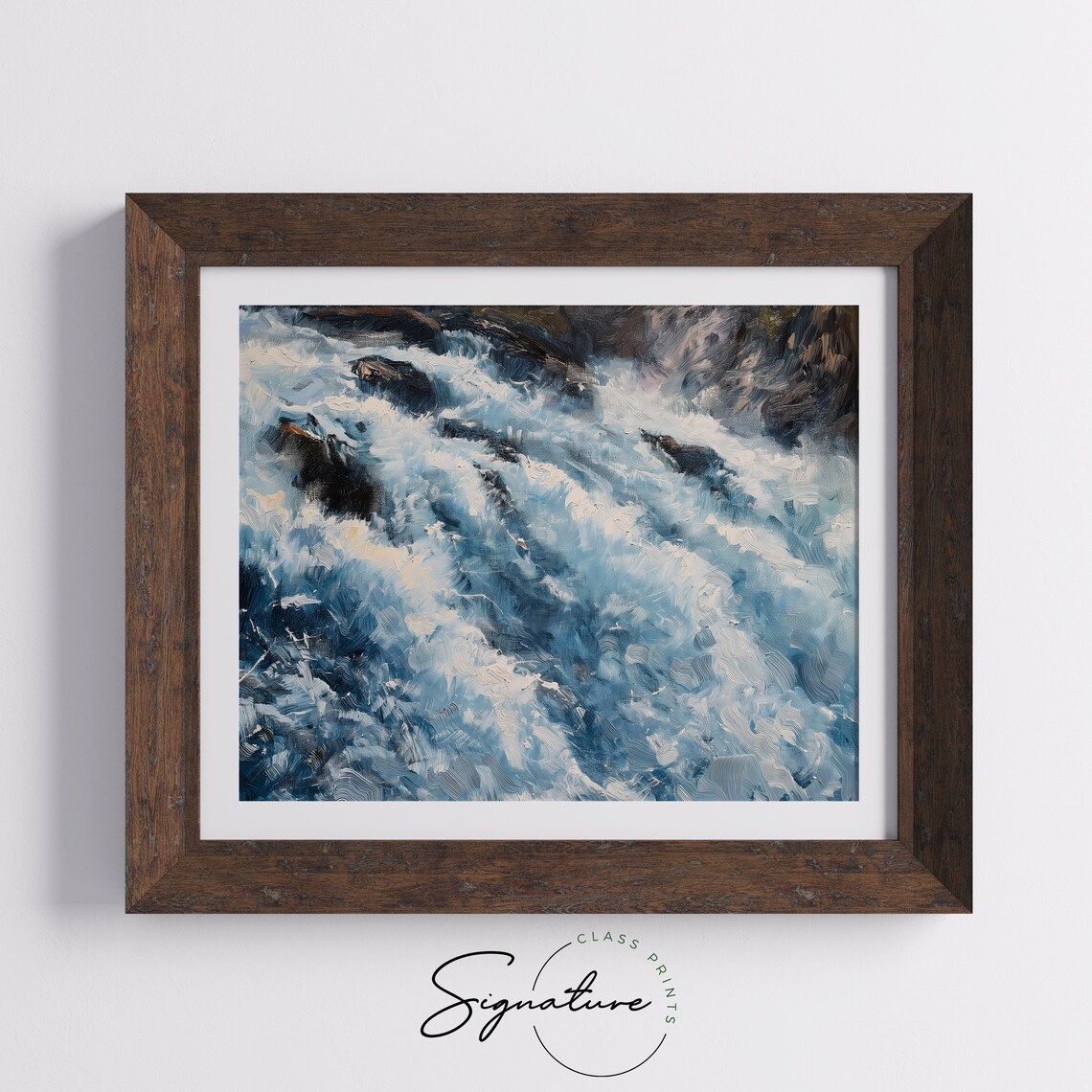Cascading Mountain Waterfall Painting Mountain Stream Artwork Serene Waterfall Scene Peaceful And Tranquil Wall Art Decor 829 - Image 5
