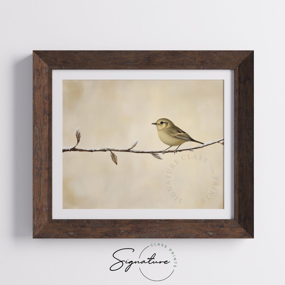 Tiny Goldcrest On Frosted Branch Vintage Winter Bird Art Poster - Image 4