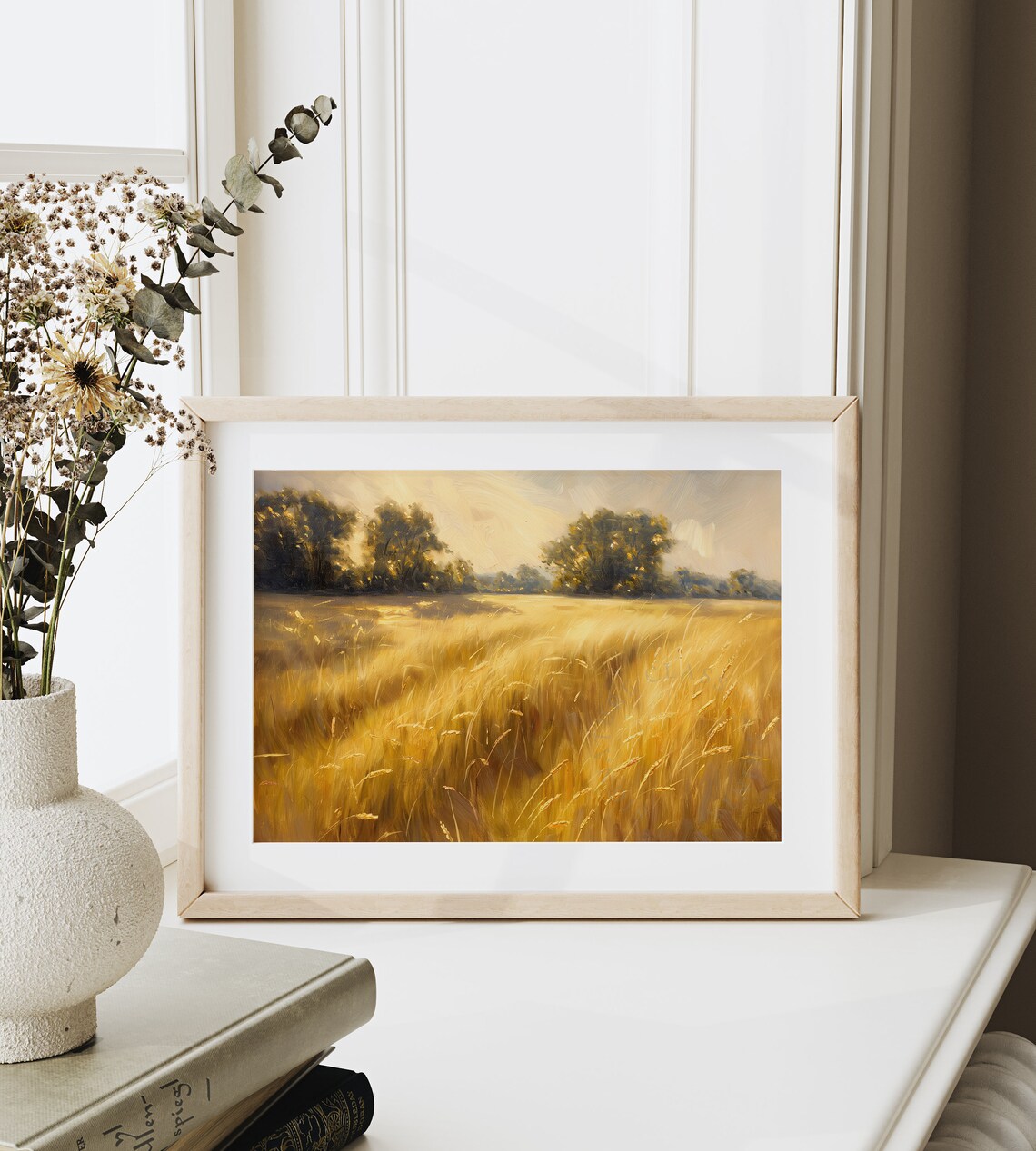 Afternoon Barley Field Painting, Rustic Farmhouse Art Print - Image 6