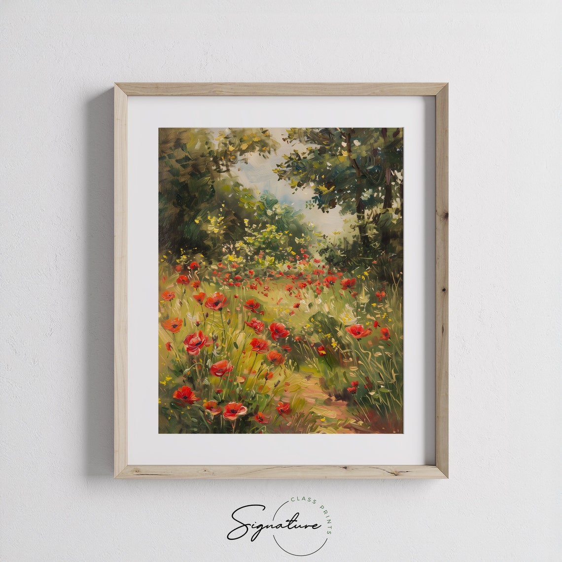 Red Poppy Field In Woodland Clearing Summer Flower Landscape Poster - Image 3