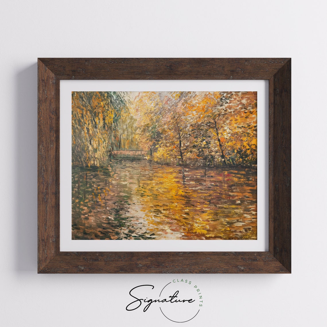 Golden Fall River Lined With Autumn Trees Reflective Art Poster - Image 5