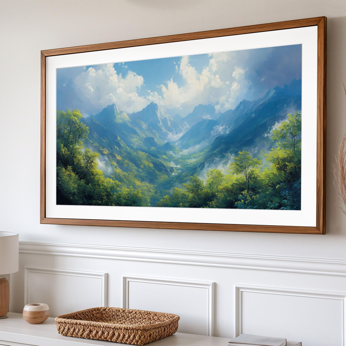 Lush Mountain View, Rustic Nature Scene Art Print - Image 2